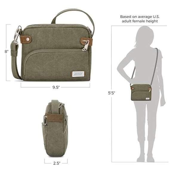 Travelon Anti-Theft Heritage Crossbody Bag, Sage Green - Picture 3 of 14